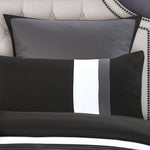 Super King Size Black and Grey Rich Pintuck Quilt Cover Set (3PCS)