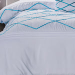King Size White and Turquoise Blue Quilt Cover Set (3PCS)