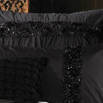Queen Size Black Floral Sequins Quilt Cover Set(3PCS)