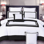 King Size Modern White Black Rectangle Pattern Quilt Cover Set (3PCS)