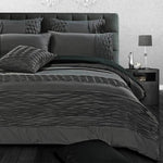 King Size Stone Grey Pintucking Quilt Cover Set (3PCS)