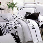 Queen Size Embroidery Tree and Leaf Pattern White Quilt Cover Set (3PCS)