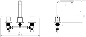 3pc Basin Tap Faucet Set - Bathroom Laundry Sink