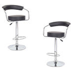 2x Black PU Leather Half-Moon Kitchen Bar Stools