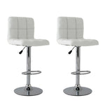 2x White PU Leather Full Grid Kitchen Bar Stools