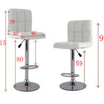 2x White PU Leather Full Grid Kitchen Bar Stools