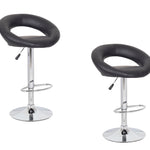 2x Black PU Leather Circular Kitchen Bar Stools