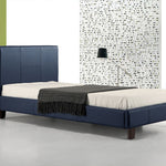Single PU Leather Bed Frame Blue