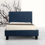 Single PU Leather Bed Frame Blue