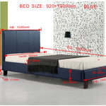 Single PU Leather Bed Frame Blue