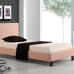 Single PU Leather Bed Frame Pink