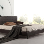 Double PU Leather Bed Frame Brown