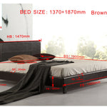 Double PU Leather Bed Frame Brown