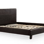 Queen PU Leather Bed Frame Brown