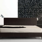 King PU Leather Bed Frame Brown
