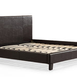 King PU Leather Bed Frame Brown