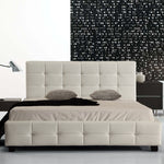 Double PU Leather Deluxe Bed Frame White