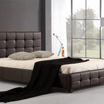 Double PU Leather Deluxe Bed Frame Brown