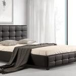 Double PU Leather Deluxe Bed Frame Black