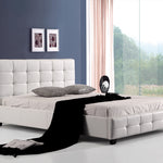 Queen PU Leather Deluxe Bed Frame White