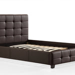 Queen PU Leather Deluxe Bed Frame Brown