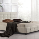 King PU Leather Deluxe Bed Frame White