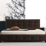King PU Leather Deluxe Bed Frame Brown
