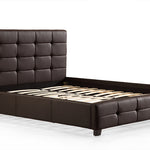 King PU Leather Deluxe Bed Frame Brown