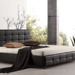 King PU Leather Deluxe Bed Frame Black