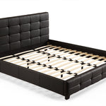 King PU Leather Deluxe Bed Frame Black