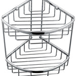 2-Tier Corner Bathroom Basket Shelf Rail Rack