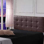 PU Leather Double Bed Deluxe Headboard Bedhead - Brown