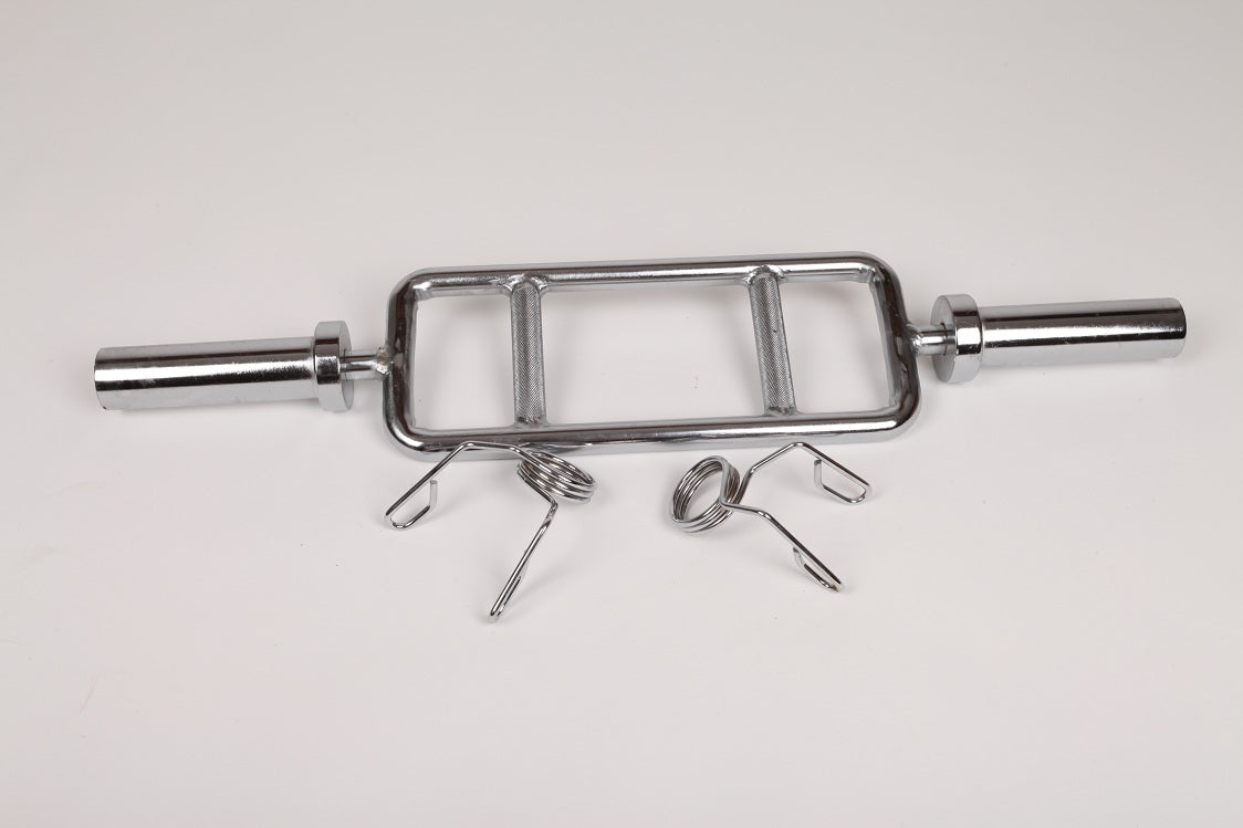 Chrome Olympic Tricep Bar Barbell Heavy Duty with Spring Collars