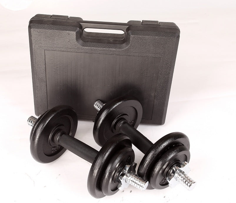20kg black dumbbell set with carrying case