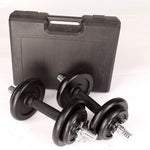 20kg black dumbbell set with carrying case