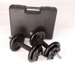 20kg black dumbbell set with carrying case