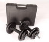 20kg black dumbbell set with carrying case