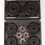 20kg black dumbbell set with carrying case