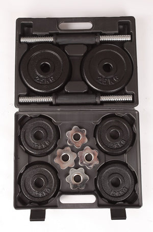 20kg black dumbbell set with carrying case