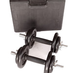 20kg black dumbbell set with carrying case