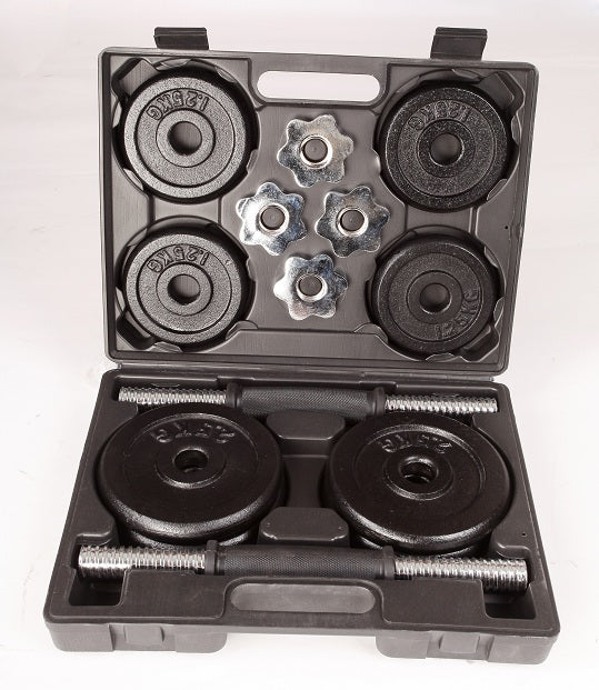 20kg black dumbbell set with carrying case
