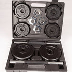 20kg black dumbbell set with carrying case