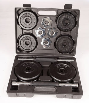 20kg black dumbbell set with carrying case