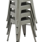 Set of 4x 45cm Tolix Retro Reproduction Cafe Bar Stools - Silver