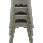 Set of 4x 45cm Tolix Retro Reproduction Cafe Bar Stools - Silver