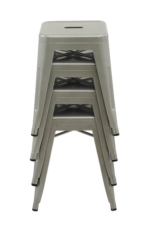 Set of 4x 45cm Tolix Retro Reproduction Cafe Bar Stools - Silver