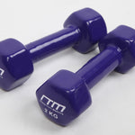 2kg Dumbbells Pair PVC Hand Weights Rubber Coated