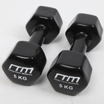 5kg Dumbbells Pair PVC Hand Weights Rubber Coated