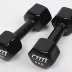 5kg Dumbbells Pair PVC Hand Weights Rubber Coated