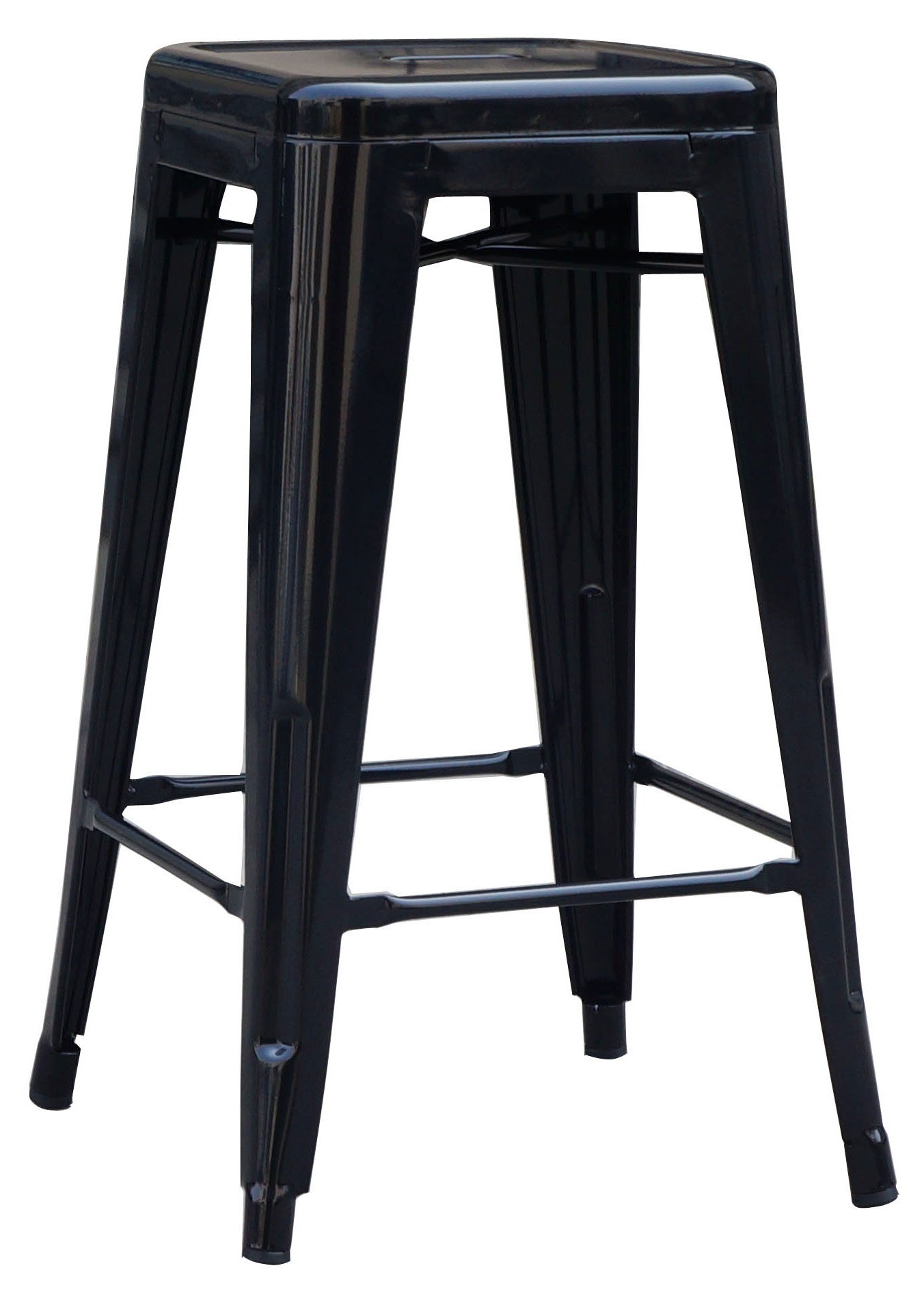 Set of 4x 66cm Tolix Retro Reproduction Cafe Bar Stools - Black